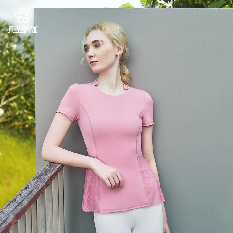 

Women Yoga Shirts Vest Ladies Girls Short Sleeves Crop Top Sports Shirts Professional Fitness Gym Workout Running Slim Top New