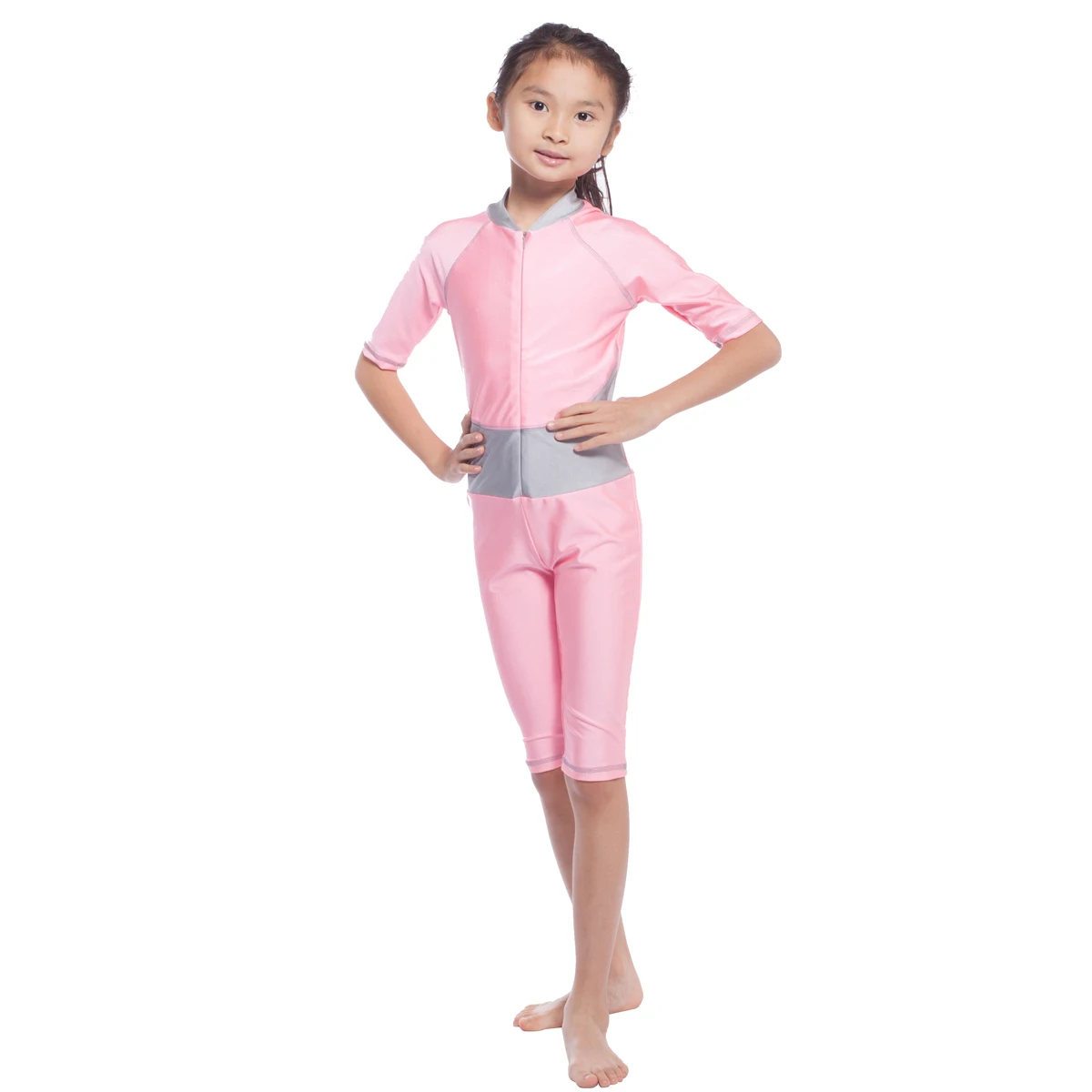 pink Модные купальники мусульманская девочка традиционный Купальник костюм из двух предметов для девочек Мусульманский купальник одежда Дубай детская пляжная одежда hw20a - Цвет: pink