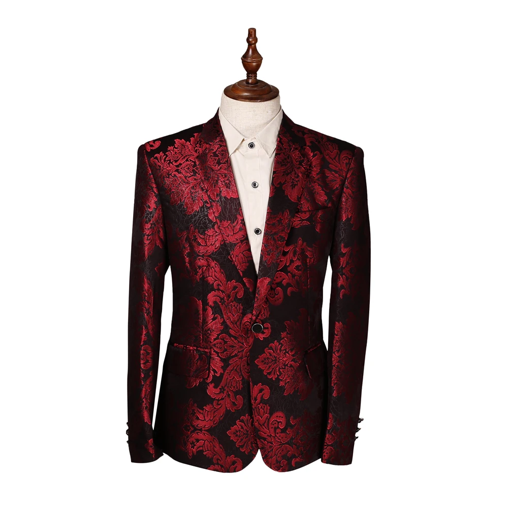 YUNCLOS, дизайн, мужской пиджак, модный, красный, жаккардовый пиджак, Blazes Homme, для свадьбы, Masculino, лучший мужской блейзер, плюс 6XL