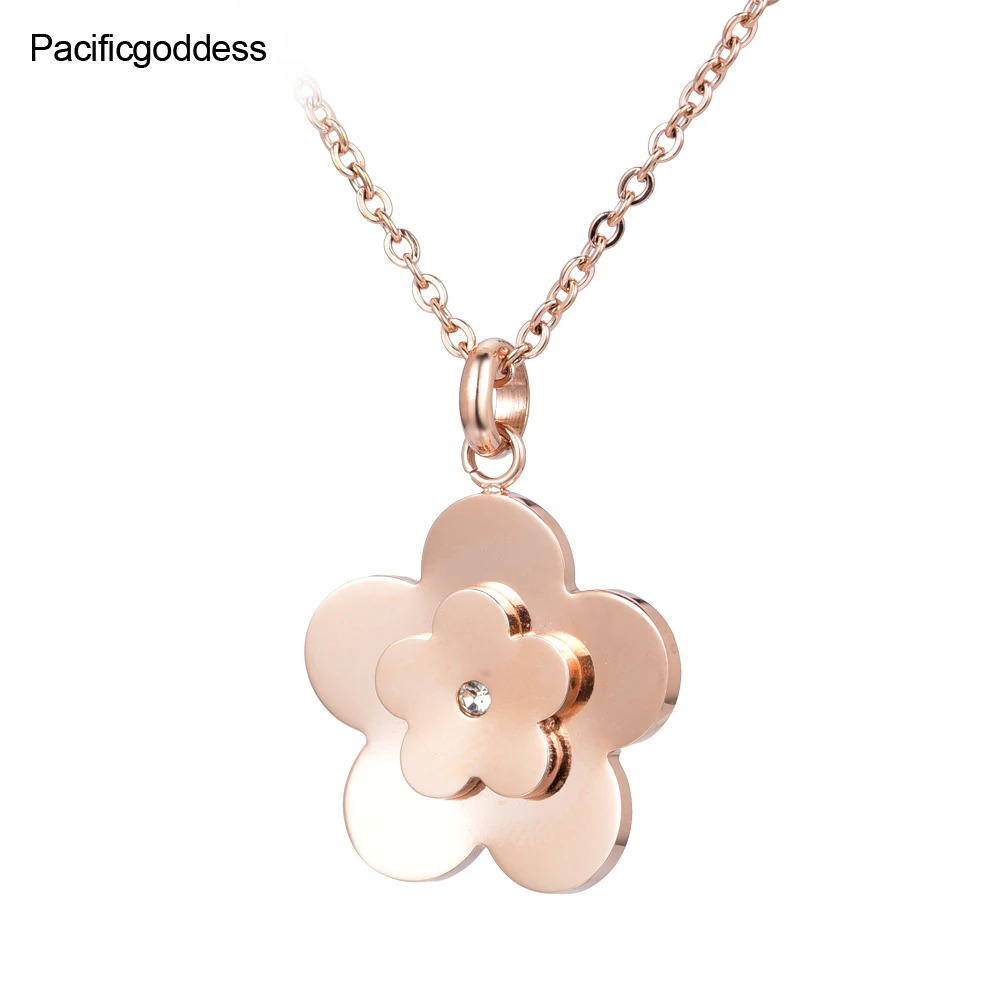 

rose gold flower necklace pendant necklaces christmas and part gift