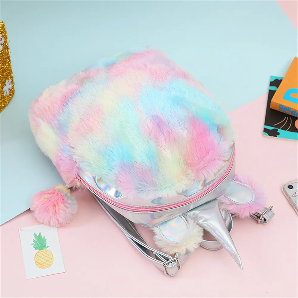 Hologram Tie-Dye Unicorn Plush Backpack -Unicorn Fashion