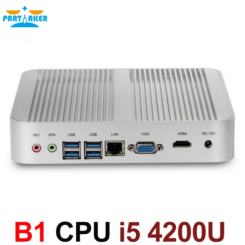Безвентиляторный Barebone i5 мини ПК Win10 3 года гарантии Nuc компьютер Intel Core 4200U 4K HTPC ТВ