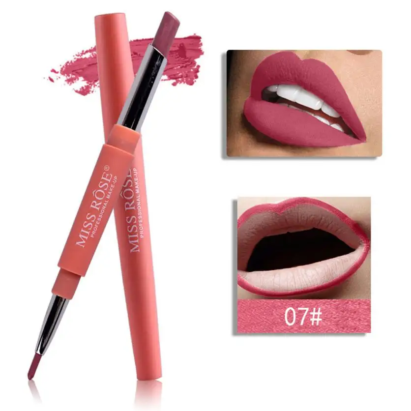 MISS ROSE, двухсторонний стойкий Водостойкий карандаш для губ, 8 цветов,, многофункциональные помады для макияжа, maquiagems - Цвет: G