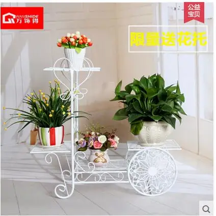 

European flower shelf, wrought iron multilayer shelf floor, solid wood flower wearing other showy bracketplant sitting room ba