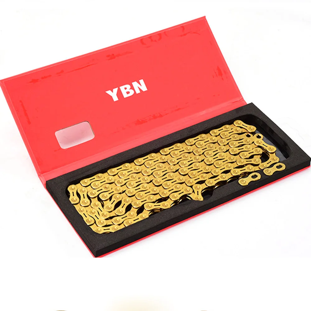 Excellent YBN 10s 10 11 Speeds Bicycle Chain SLR Gold Hollow MTB Road Bike Chain for Shimano/SRAM/Campanolo System 116L 15