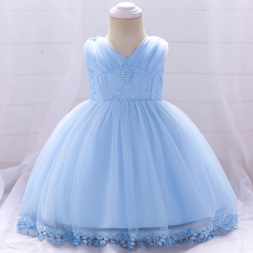 Retail Baby Girl Princess Dress Pearls Infant Baby Girl Newborn Dress