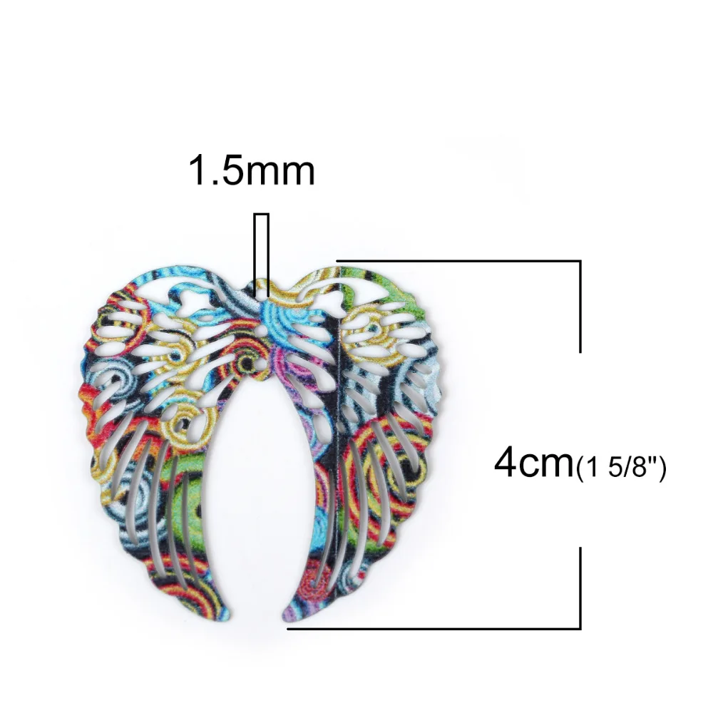 DoreenBeads подвески из железного сплава с рисунком полые крылья многоцветные