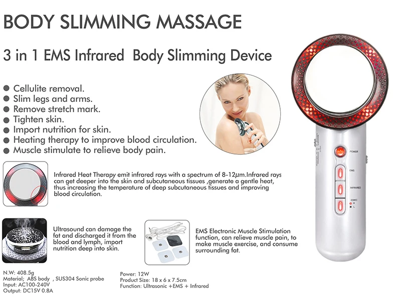 Ultrasound Cavitation Body Slimming Massager Anti Cellulite Fat Burner Weight Loss Infrared Ultrasonic Wave Therapy Beauty Care 10