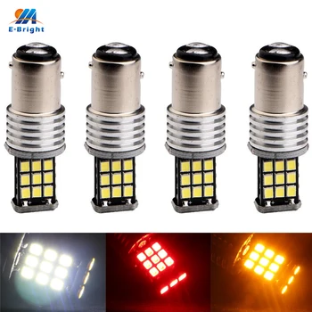 

YM E-Bright 4PCS 1157 BAY15D S25 2835 21 SMD P21/5W Turn Signal Tail Lights 12V 24V Nonpolarity 420Lm CANBUS White Amber Red