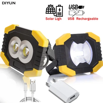 

USB Rechargeable Solar Light Portable Work Spotlignt 50W Camping Light Lantern COB LED Flashlight Searchlight For Outdoor