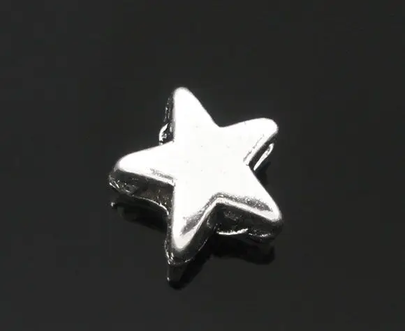 DoreenBeads 200 античная серебряная звезда, Очаровательные бусы с отверстием, 6x6 мм
