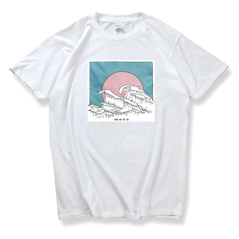 

2019 new men with personalized Harajuku new fashion tops summer big wave T-shirt tops