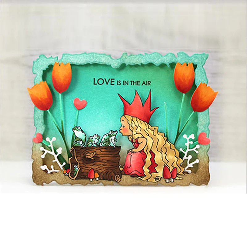 돼지 6 개/대 찢어진 직사각형 프레임 스텐실 금속 절단 다이 스텐실 DIY Scrapbooking 앨범 엠보싱 종이 카드