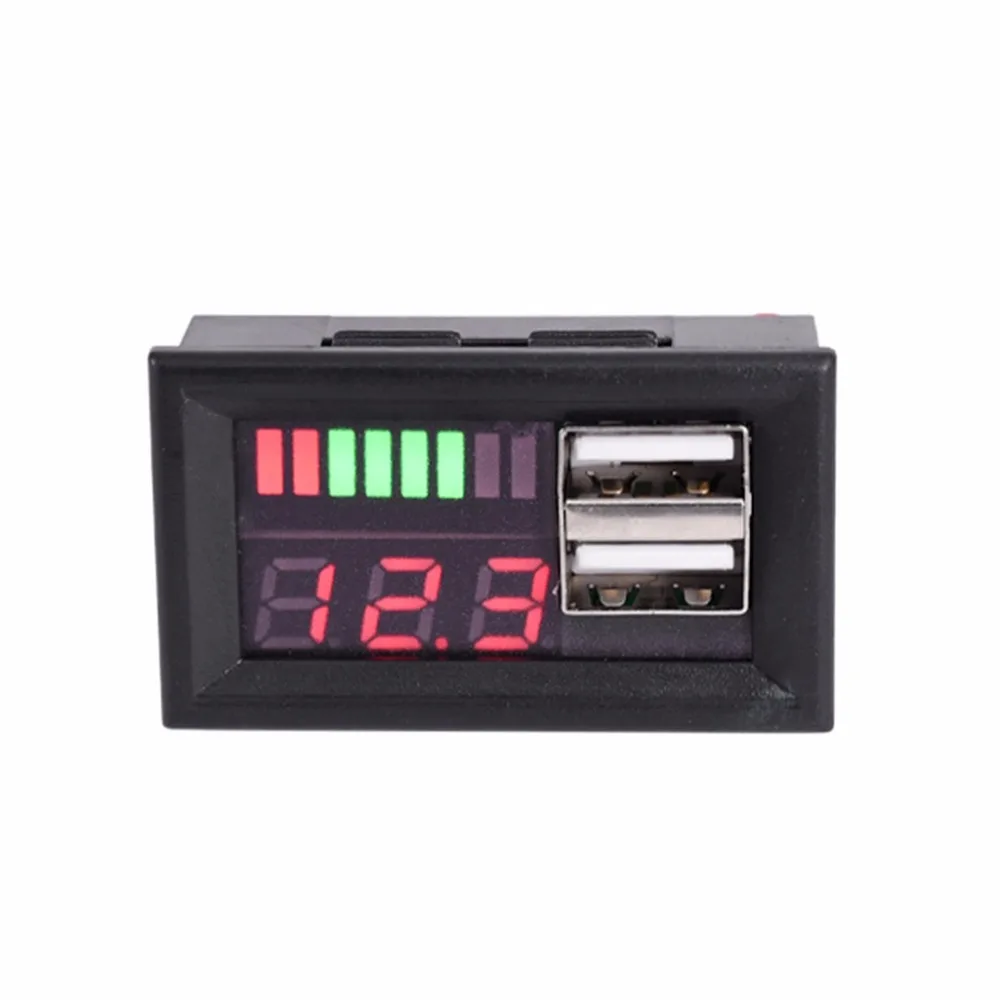 

12V Digital Car Motorcycle Voltmeter Voltage Battery Panel Meter w USB 5V Output