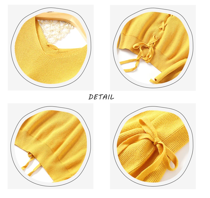 V Neck Sweater Women Knitted Pullover Winter 2018 Lace-up Top Casual Woman Flare Long Sleeve Ladies Sweaters and Pullovers Solid (8)