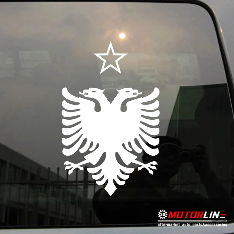 

Coat of arms of Albania Decal Sticker Double-Headed Eagle Star Car Vinyl pick size color die cut no background