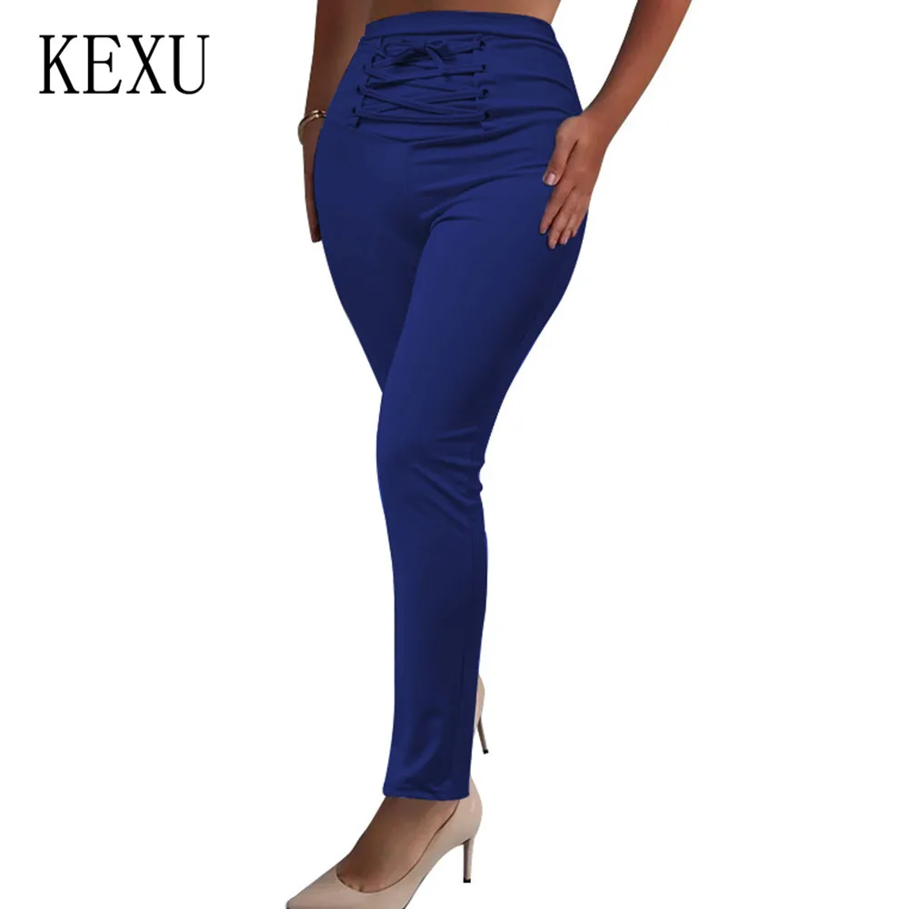 KEXU High Waist Pants Women Cross Bandage Bodycon Slim Pants Summer Casual Streetwear Punk Black Pants Women Capris Trousers KEXU High Waist Pants Women Cross Bandage Bodycon Slim Pants Summer Casual Streetwear Punk Black Pants Women Capris Trousers