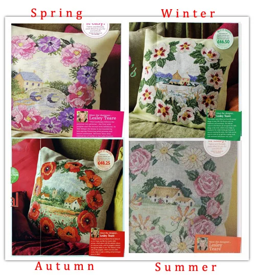 

Top Quality Lovely Counted Cross Stitch Kit Cushion Pillow Pillowcase Spring Summer Autumn Winter Four Season Seasons