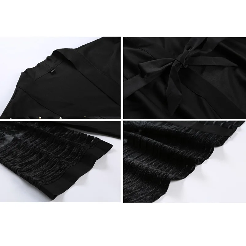 Plus Size Autumn Blusas Mujer De Moda 2019 Abaya Women Long Chiffon Lace Cardigan Kimonos Mujer Roupa Korean Fashion Clothing