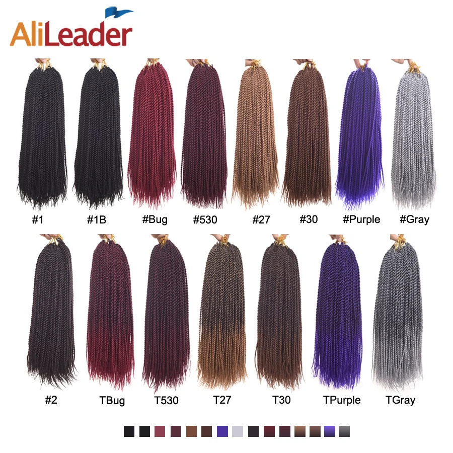 

AliLeader 30 Strands Braids Twist Crochet Hair Extensions 1-10 Packs Ombre Synthetic Crochet Senegalese Twist Hair 18"
