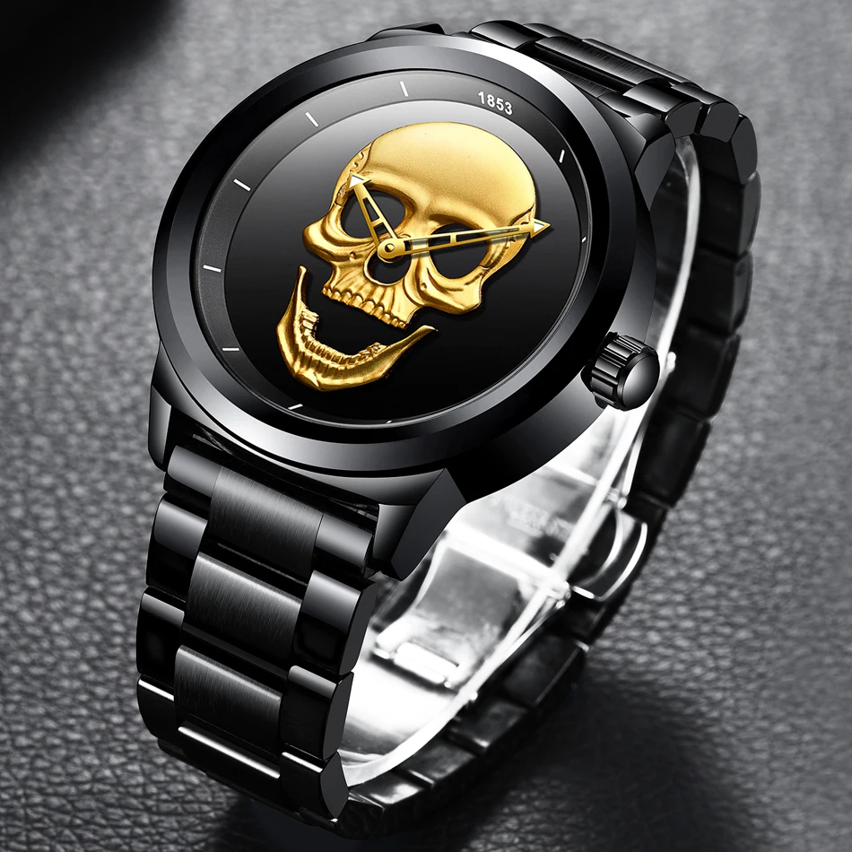 Для мужчин череп часы lige top бренд кварцевые Нержавеющая сталь часы Для мужчин s Модные Водонепроницаемый электронные часы Relogio masculino