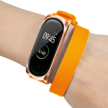 

Double Layers Silicone Strap Bracelet Watch Band with Metal Case for Xiaomi Mi Band 3/4 NK-Shopping