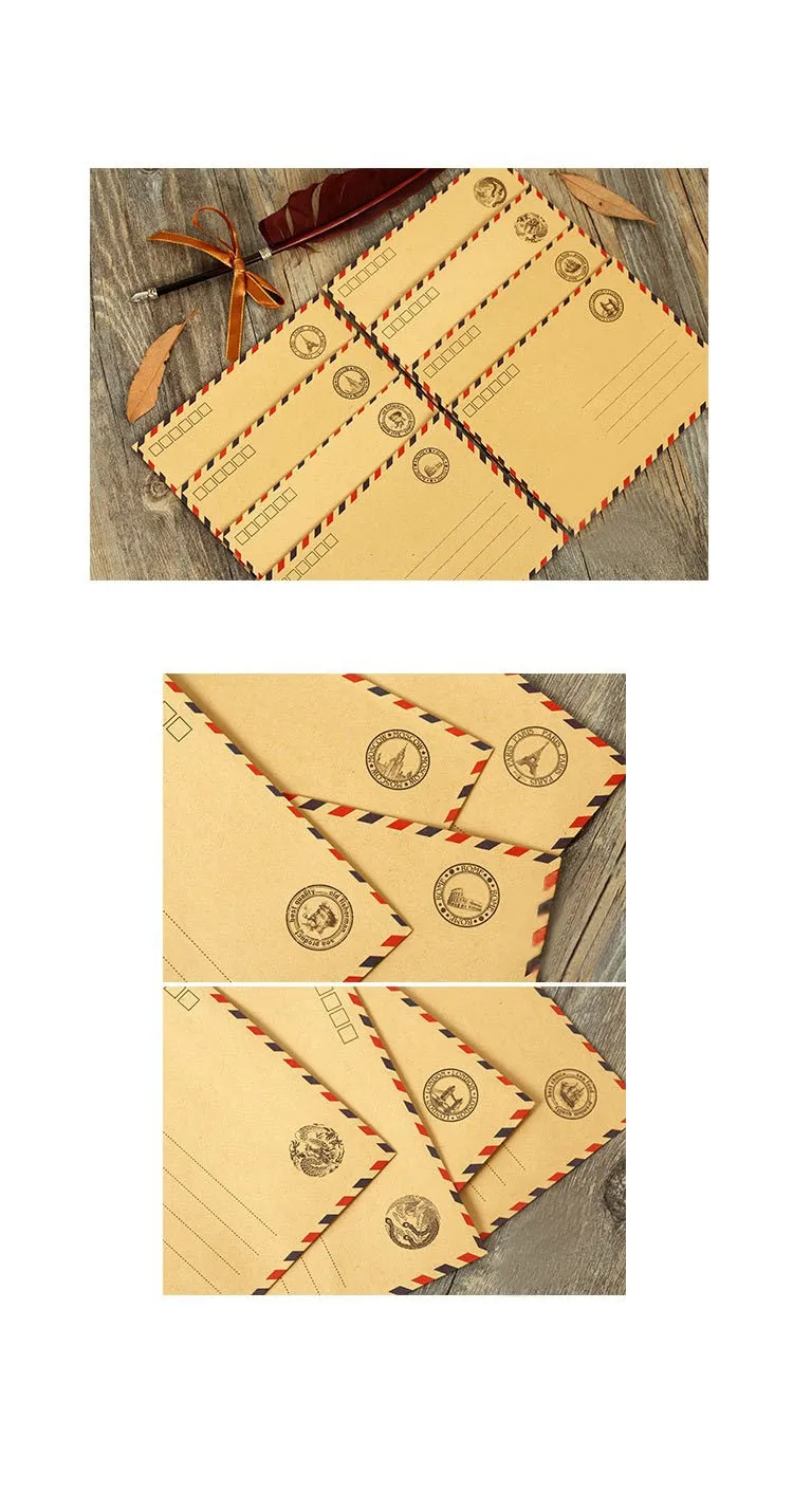 2 шт. оберточная бумага в винтажном стиле марки дизайн конверт для авиапочты DIY подарок конверт Универсальный H0129
