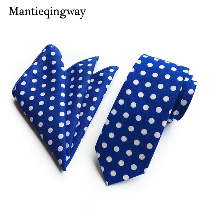 

Mantieqingway Men's Tie Handkerchiefs Set Cotton Neckties Pockt Square for Business Suits Dot Ties Chest Towel Hanky for Wedding