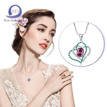 Merthus Мода 925 Серебро лабораторно-искуственный Гранат подвеска «двойное сердце» обещание на помолвку свадебное ожерелье для женщин