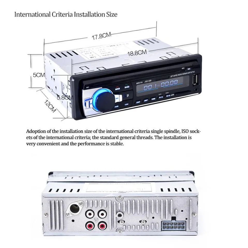 Франшиза JSD520 Bluetooth автомобиль в тире стерео FM AUX приемник аудио 1 DIN USB MP3 радио