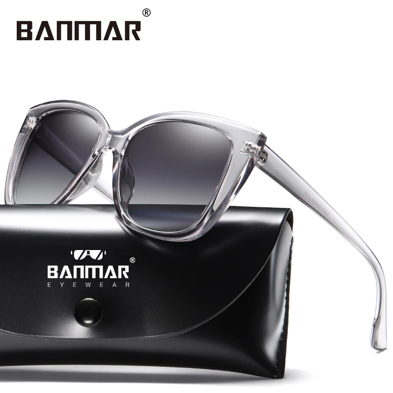 

BANMAR BRAND DESIGN Luxury Woman Sunglasses Polarized Classic Cat Eye Sunglasses Female Plastic Temple Eyewear Shades A568