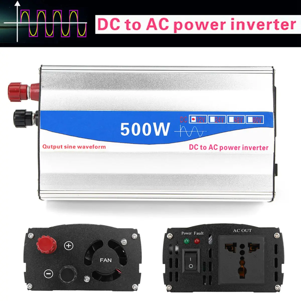 Digital Car Power Converter Inverter DC 12V to AC 220V 150W Charger Adapter GR