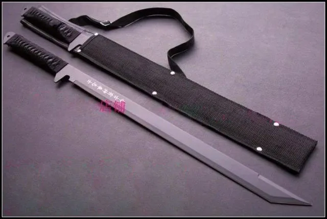 

S0284 ANIME NINJA GAIDEN KNIFE SWORD BLACK BLADES W/ NYLON SHEATH 37"
