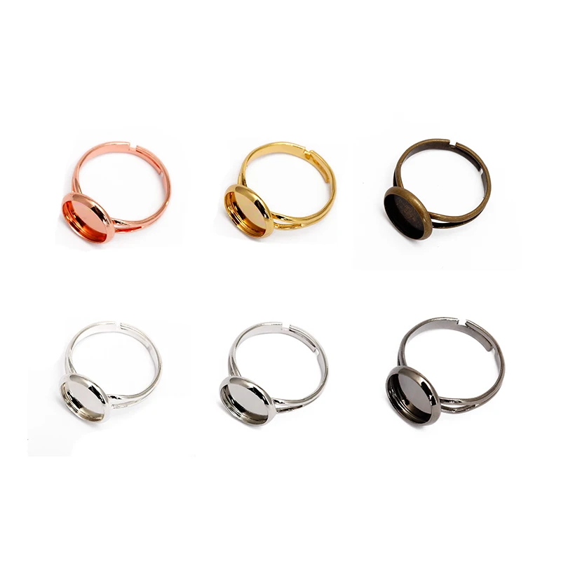 

MINGXUAN 20pcs/lot Ring Settings Cabochon Base Bezel Tray Blank for Cabochon Cameo DIY Fashion Rings Adjustable Ring Base