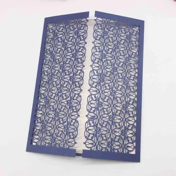 

20pcs New Design Wedding Invitations Laser Cut Flower Custom Navy blue Wedding Card Birthday Party Invitations Greeting Card