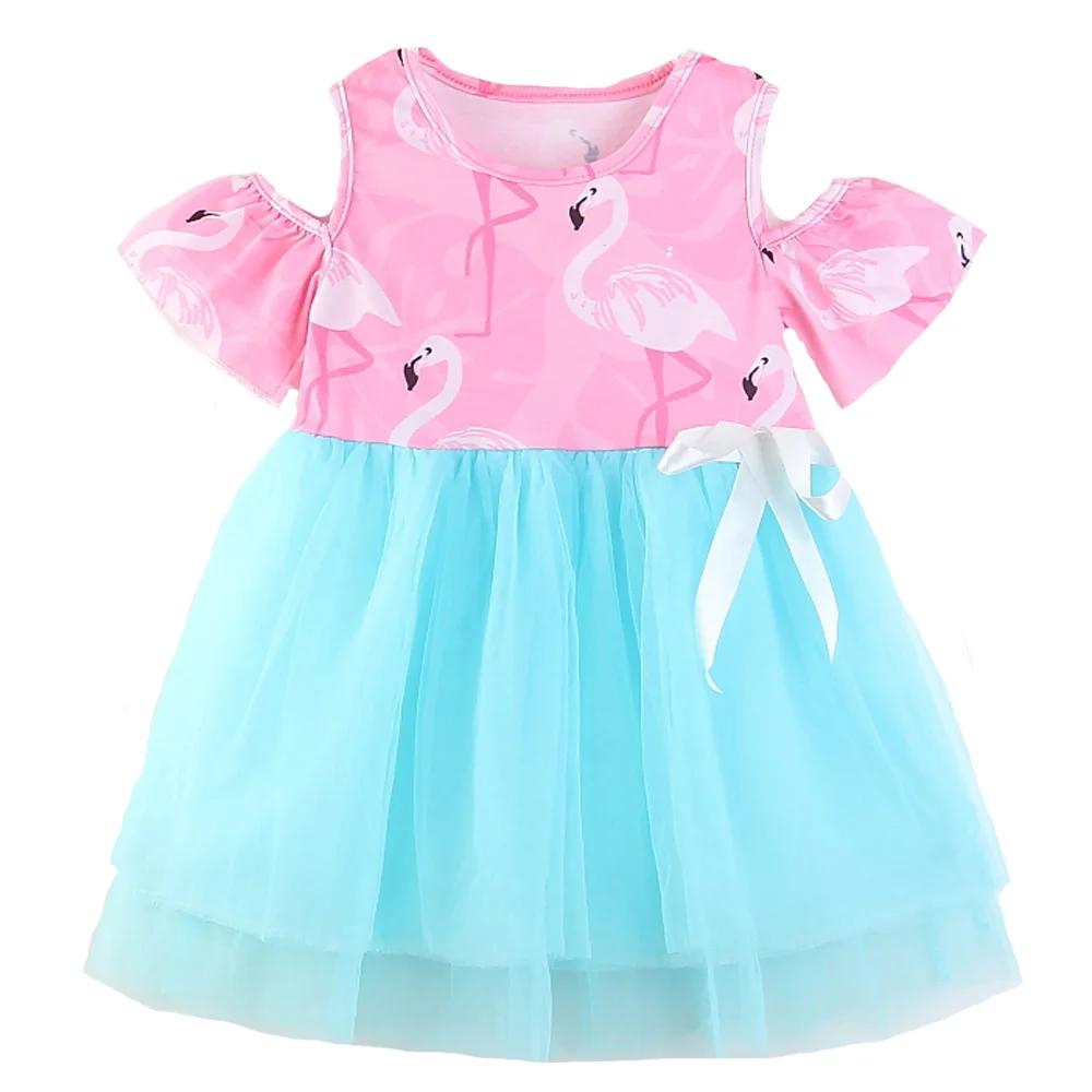

Girls Summer Dew Shoulder Party Dress 2018 Brand Little Girl Dresses Cartoon Animal Costume for Kids Clothes Princess Dress