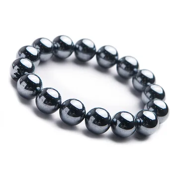 

14mm Genuine Natural Terahertz Wave Gems Bracelets For Women Female Men Party Gift Powerful Stretch Round Bead Bracelet AAAAA