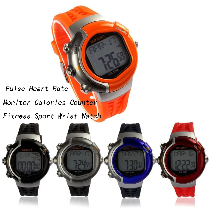 

1pc men watch women clock unisex Waterproof Pulse Heart Rate Monitor Calories Counter Fitness Sport Wrist Watch round buckle X4