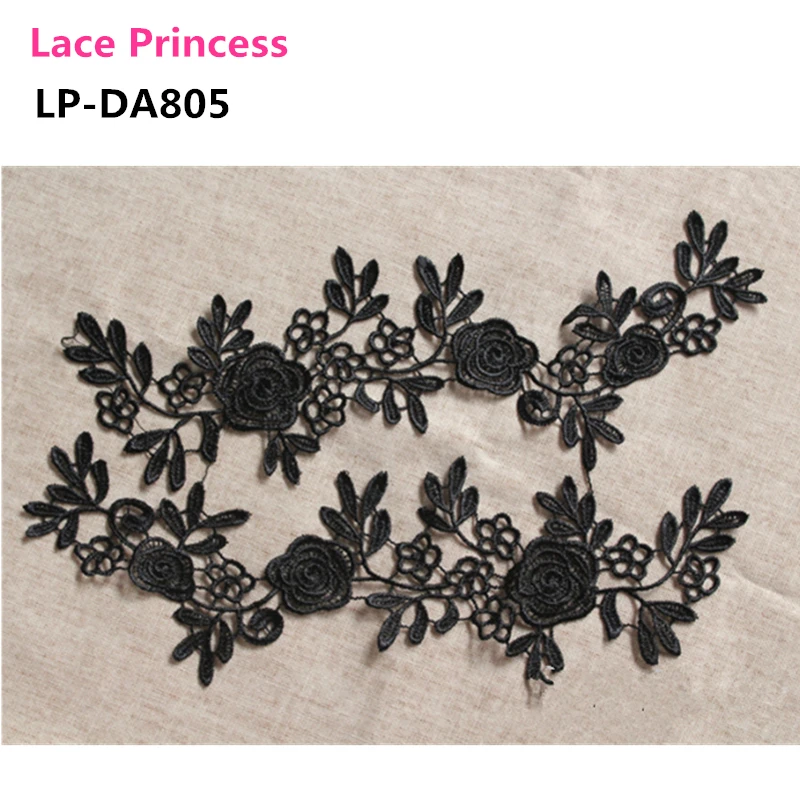5 mirror pair LP-DA805 DIY polyester embroider red and black lace patches Venise Lace flowers Applique Garment accessories | Дом и сад