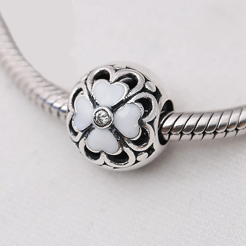 

Fits Bracelet Charm Jewelry with Fem Party Gift Zircon Four-leaf Clover 925 Sterling Silver Jewelry Beads