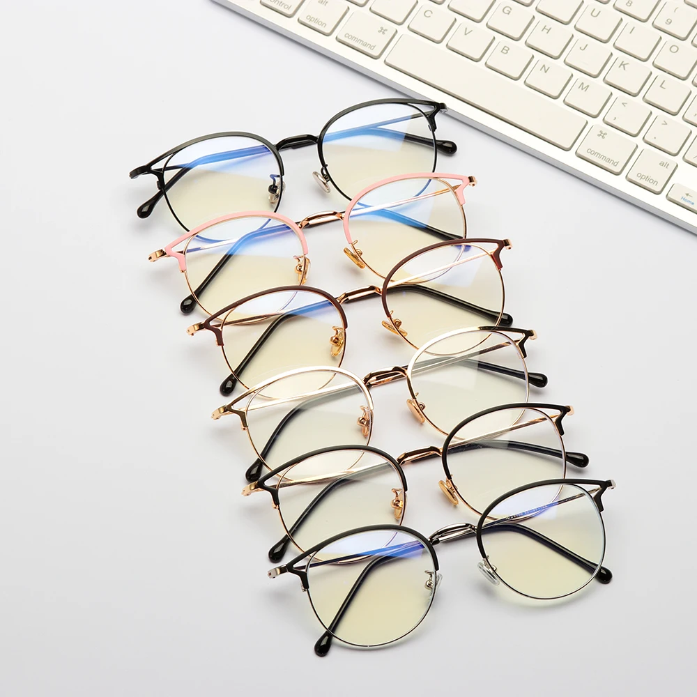 

Fashion Anti-blue Light Glasses Radiation Protection Computer Goggles Retro Metal Frame Round Circle Reading Gaming Eyeglasses