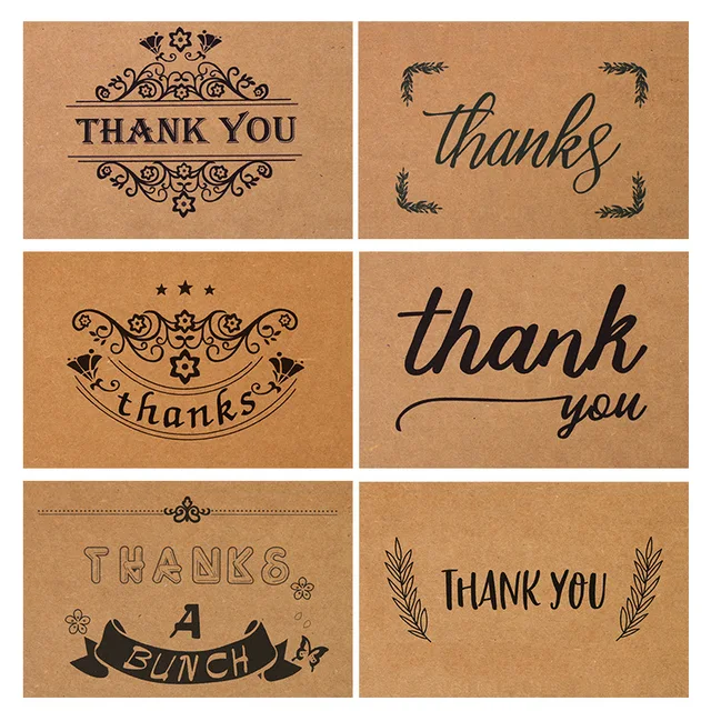 60pcs lot vintage kraft paper thank you cards 6 wreath designs with