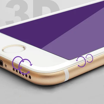 

Tempered glass on iphone 6 6s 6 6 Plus full-screen 3D Surface Anti-violet carbon fiber iphone 7 8 Plus X purple light glass film