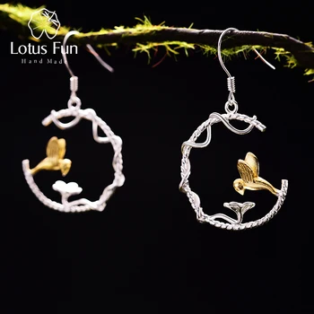 Lotus Fun Real 925 Sterling Silver Natural Creative Handmade Fine Jewelry Perfect Lovely Bird Drop Earrings for Women Brincos lotus fun 925 sterling silver brooches for women lotus flower lapel pins men suit scarf collar brooch fine jewelry