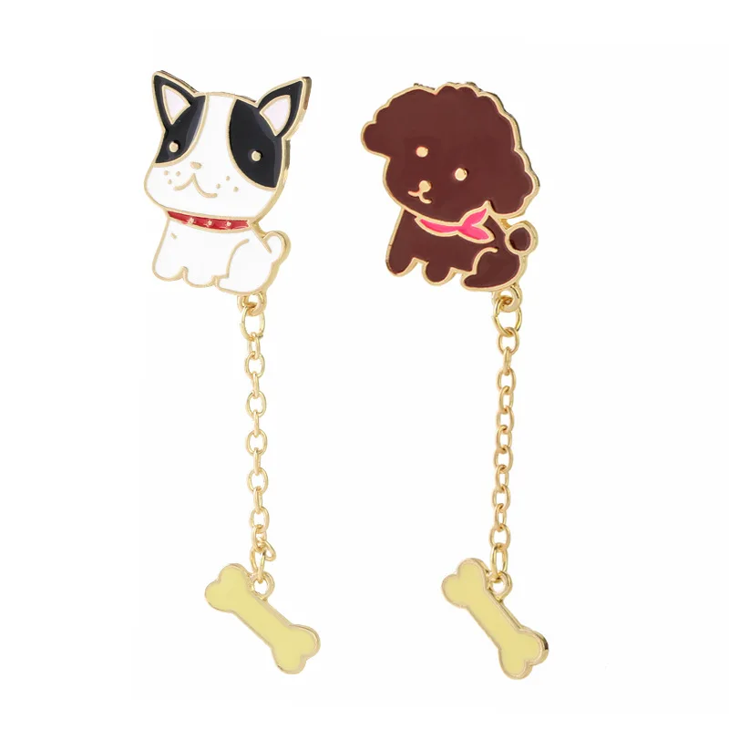 

2018 Cute Mini Poodle French Bulldog Puppy and Bone Brooch Button Pin for Coat Jackets Bag Pin Badge Gift Animal Pet brooch
