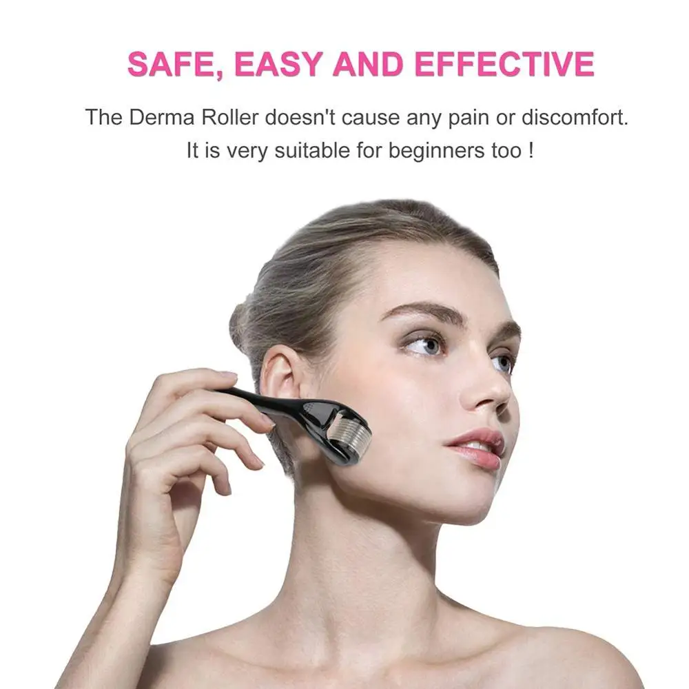 Derma Roller Cosmetic Needling Instrument for Face,540 Titanium Micro Needle 0.25mm Microdermabrasion Roller Includes Free Case