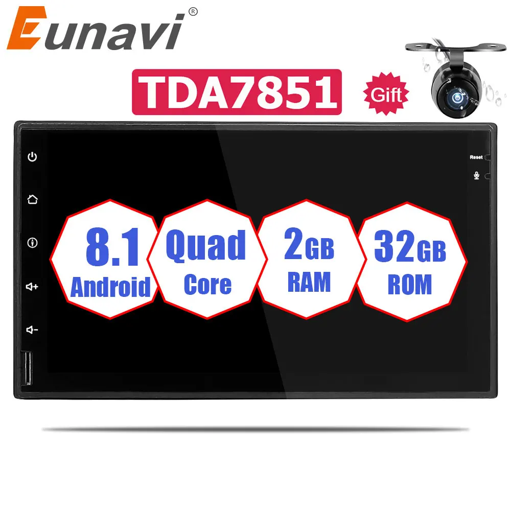 

Eunavi 7" Double 2 Din TDA7851 Universal Android 8.1 Car Radio PC 1024*600 Autoradio GPS Navi wifi Bluetooth free frame camere