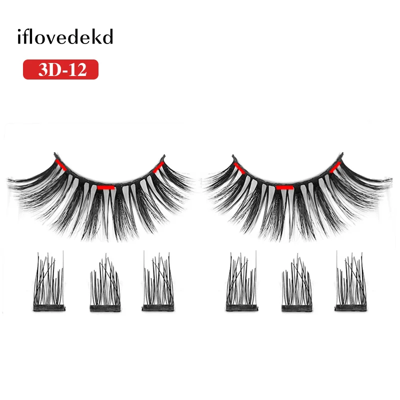 

iflovedekd False Magnetic Eyelashes Handmade Winged Full Strip Lashes With 3 Magnets
