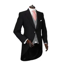 Одна кнопка максимумом нагрудные серебристый жилет розовый галстук черные костюмы Мода Ласточка Хвостатые Coat3Pieces Высокое качество StyleTernoMasculino