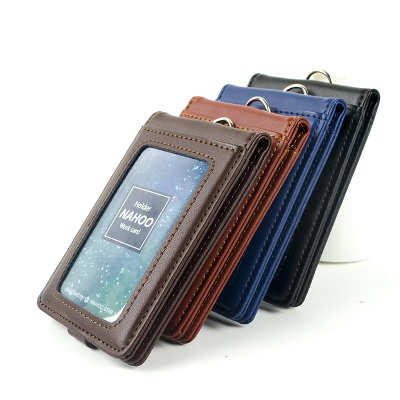 Nahoo Vertical Style ID Genuine Leather Badge Holder